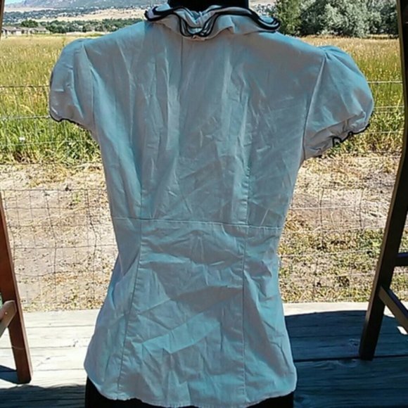 Vintage 3D Light pink button blouse with ruffle collar - Picture 4 of 5